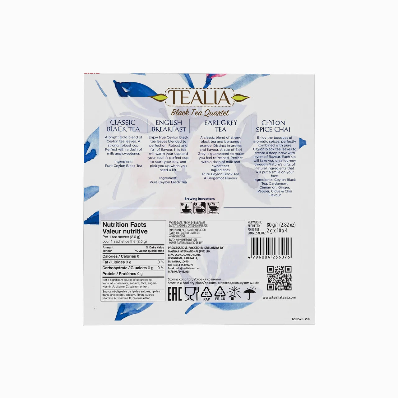 Presentation Box Black Tea Quartet - 40 Enveloped Tea Bags