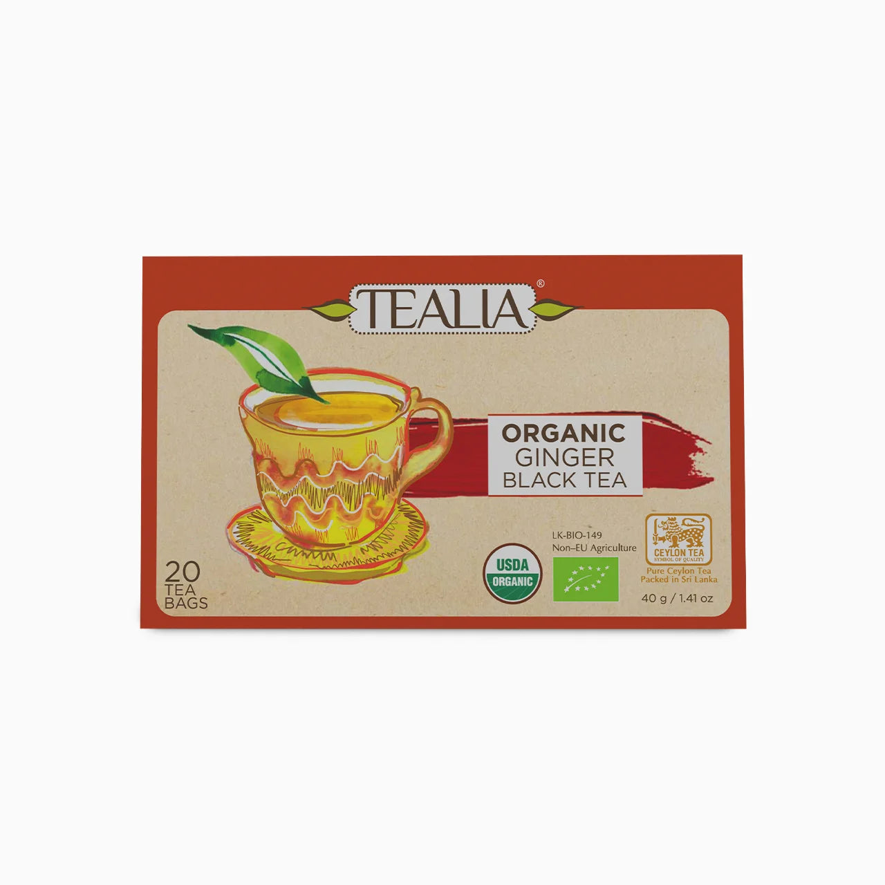 Organic Black Tea with Ginger (20 Envelope Tea Bags)
