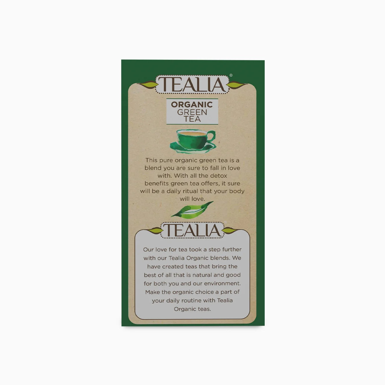 Organic Green Tea (20 Envelope Tea Bags)