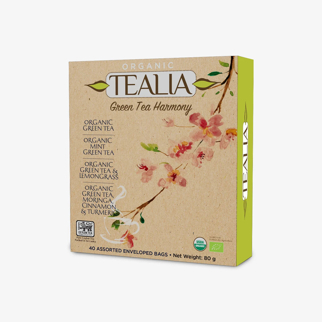 Tealia Organic Green Tea Box - 4 blends x 10 TB