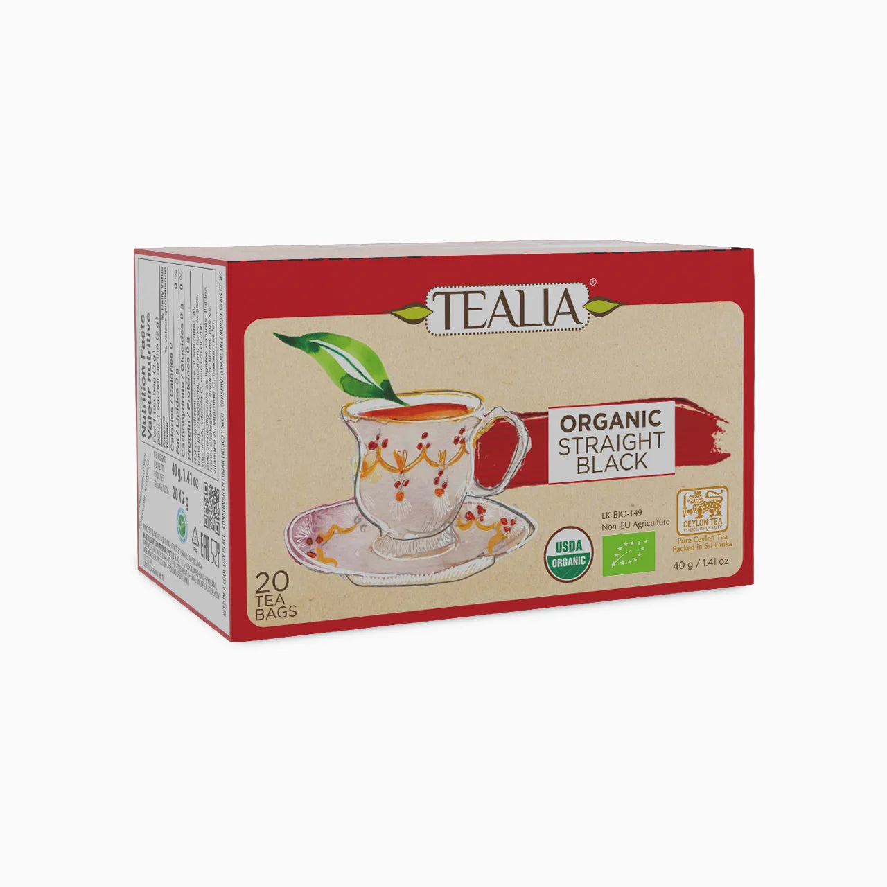 Organic Straight Black (20 Envelope Tea Bags)