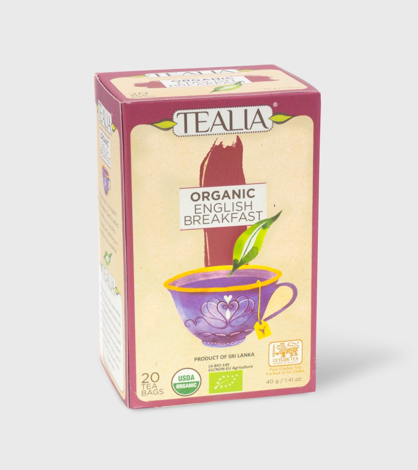 Organic Straight Black (20 Envelope Tea Bags)